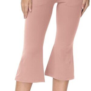 Pink Women's Capris Yoga Flare Pants with Pockets, High Rise, Slim Fit, Athletic